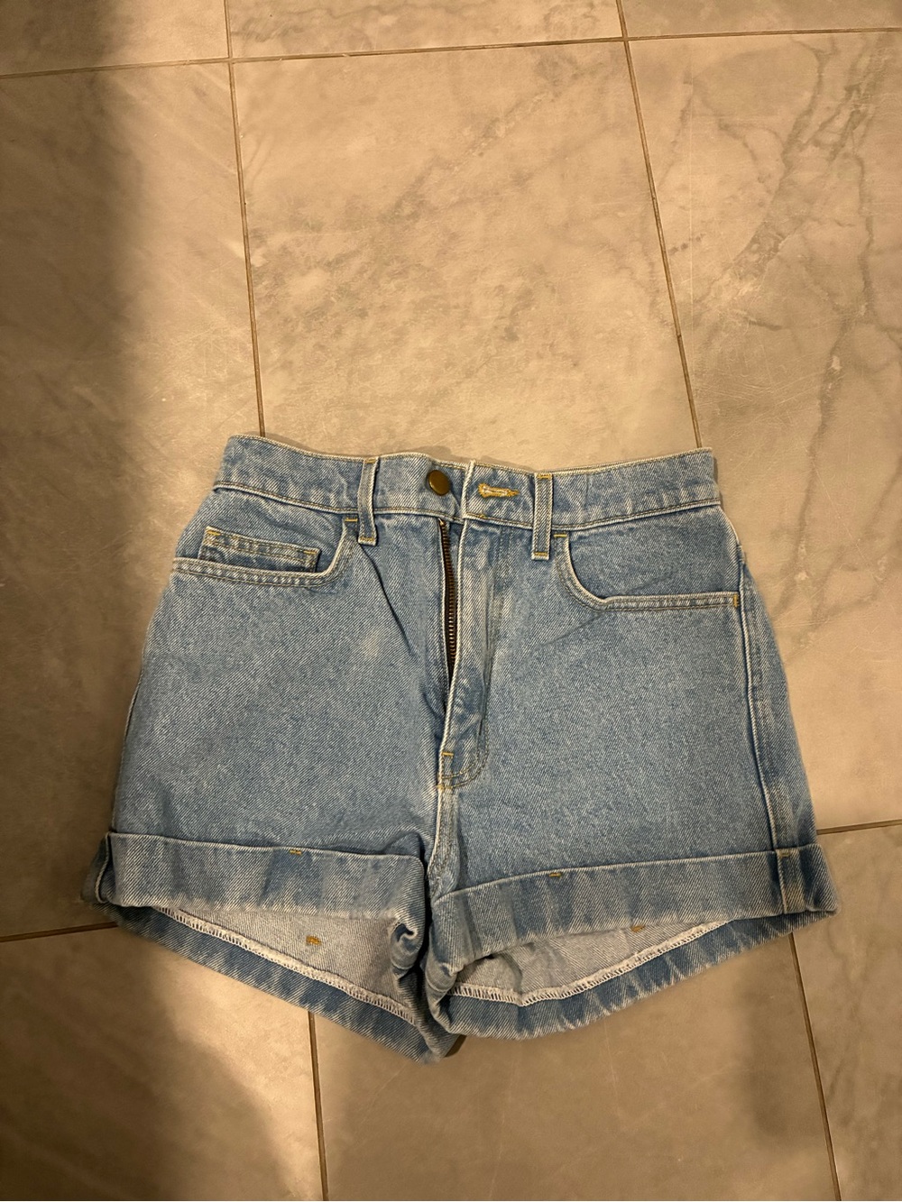 American apparel Classic High-Waist Light Blue Denim Shorts